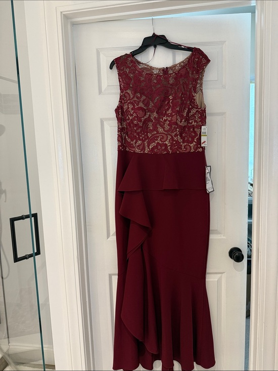 Alex Evenings Dresses & Skirts - Alex Evenings Wine Lace Peplum Ruffle Maxi Dress